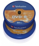 Verbatim DVD-R 16x 4,7GB 50p cake box AZO, matte silver