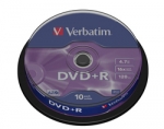 Verbatim DVD+R 16x 4,7GB 10p cake box AZO, matte silver