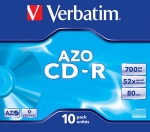 Verbatim CD-R 52x 700MB 10p jewel case Crystal, DataLife + AZO