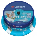 Pyty do nadruku Verbatim CD-R 52x 700MB 25p cake box do nadruku Wide Inkjet Printable