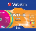 Verbatim DVD-R 16x 4,7GB 5p slim case colour