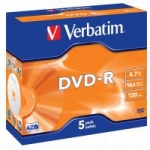 Verbatim DVD-R 16x 4,7GB 5p jewel box DataLife+,AdvAZO, scratch res, bez nadru