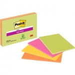 Karteczki samoprzylepne POST-IT Super Sticky (6845-SSP), 200x149mm, 4x45 kart., mix kolorw
