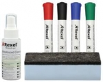 Zestaw akcesorii Rexel do tablic suchocieralnych, pyn, 4 markery i gbka