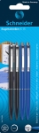 Dugopisy automatyczne SCHNEIDER K15, 2x czarny + 2x niebieski, blister