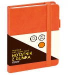 Notatnik z gumk pomaraczowy A6, 80 kartek kratka GRAND
