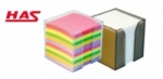 Pojemnik z wkadem papierowym HAS, pojemnik z karteczkami - kolorowe nieklejone, 85 x 85 x 85 mm