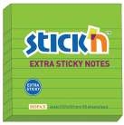 Notesy samoprzylepne Extra Sticky, zielony neonowy linie - 101 x 101 mm 