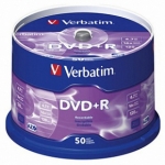 Verbatim DVD+R 16x 4,7GB 50p cake box AZO, matte silver