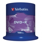 Verbatim DVD+R 16x 4,7GB 100p cake box AZO, matte silver