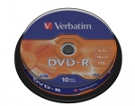 Verbatim DVD-R 16x 4,7GB 10p cake box AZO, matte silver