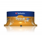 Verbatim DVD-R 16x 4,7GB 25p cake box AZO, matte silver