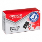 Klipy do dokumentw OFFICE PRODUCTS, 25mm, 12szt., czarne