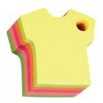 Notesy samoprzylepne o ciekawych ksztatach, notes z otworem na dugopis - t-shirt, mix 5 kolorw neonowych, 76 x 76 mm