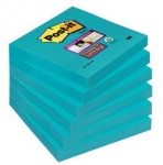 Kolorowe karteczki samoprzylepne Post-it Super Sticky, Karteczki elektryzujcy bkit, 76 x 76 mm