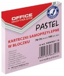 Bloczek samoprzylepny OFFICE PRODUCTS, 76x76mm, 1x100 kart., pastel, różowy
