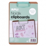 Clipboard APLI Nordik, deska A5 drewniana z metalowym klipsem, pastelowy zielony