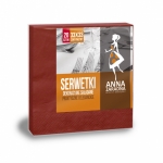  Serwetki ANNA ZARADNA, tr�jwarstwowe, sk�adane, 33x33cm, 20 szt., bordowe