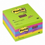 Karteczki Post-it Super Sticky XL, Paleta Ultracolor, 101 x 101 mm